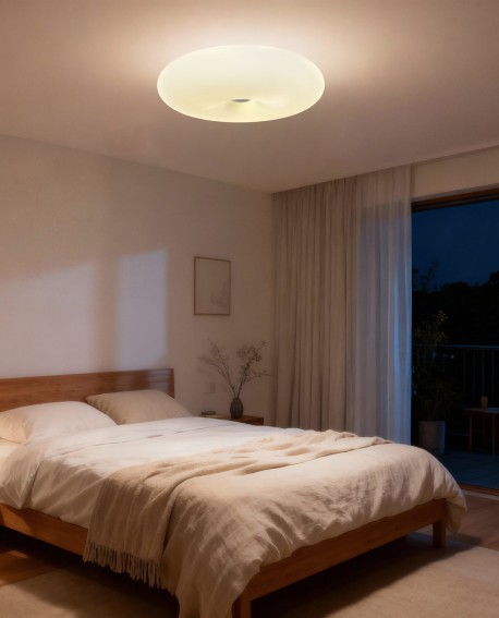 minimalistyczny plafon sufitowy biały do sypialni i salonu stylowa lampa marki lampit linia BIANTE D38