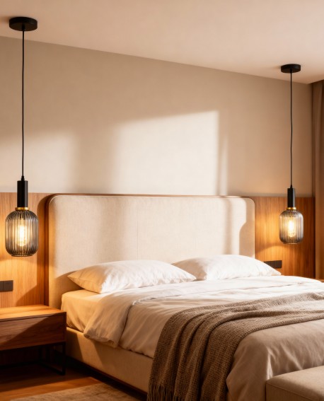 lampa wisząca loft dymiona schemat montażu i wysokości nad stołem nowoczesne oświetlenie Lumina Deco model RICO