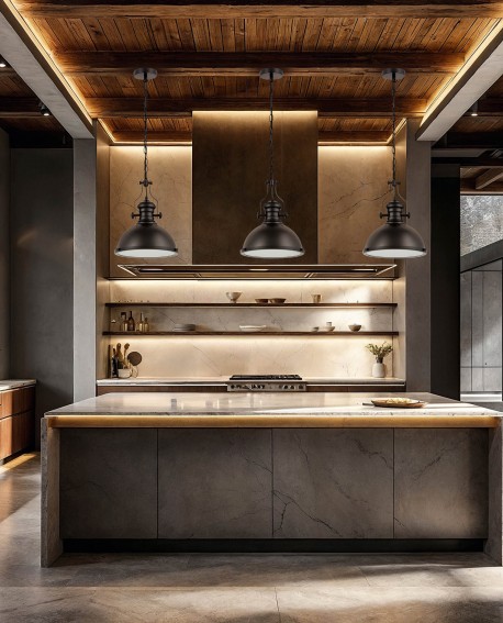 lampa wisząca industrialna czarna do kuchni w stylu loft producenta Luminadeco nowoczesna aranżacja model Eligio W1