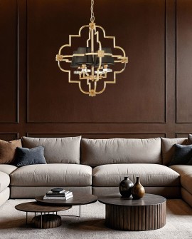 stylowa lampa sufitowa wisząca w kolorze złota i czerni do wnętrz glamour producent LuminaDeco seria BALTIMORE W4