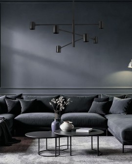 designerska lampa wisząca czarna z sześcioma źródłami światła do jasnych wnętrz kolekcja DORA W6 od Lampit