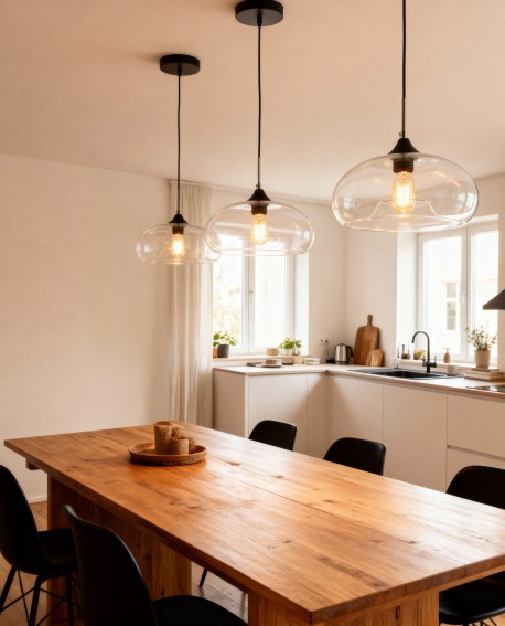 elegancka lampa wisząca sufitowa z jasnym kloszem i subtelnym światłem do wnętrz brosso d30 od lumina deco