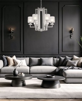 nowoczesna lampa wisząca do salonu chrom i szkło cylindryczne elegancka forma producent Lumina Deco seria Manhattan