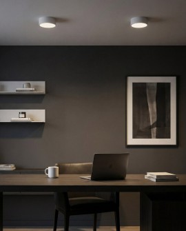 okrągła lampa sufitowa plafon biała do gabinetu i biura estetyczna forma producent Lampit Nevo D23