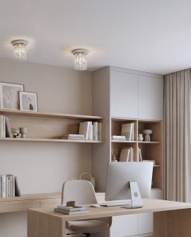 nowoczesna lampa sufitowa chrom z dekoracyjnym szkłem w jasnym gabinecie stylowe oświetlenie Lampit Deni