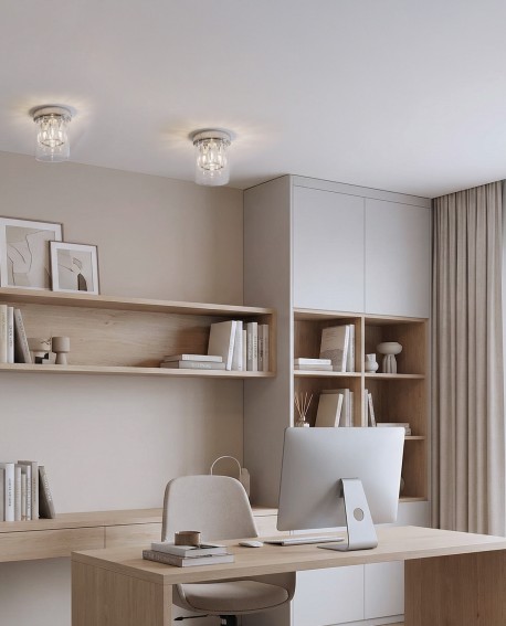 nowoczesna lampa sufitowa chrom z dekoracyjnym szkłem w jasnym gabinecie stylowe oświetlenie Lampit Deni