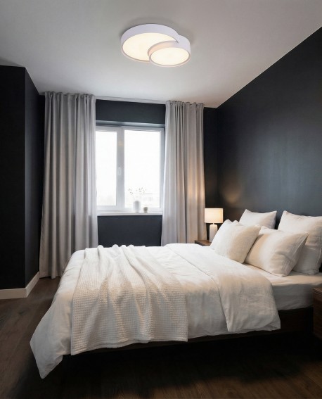 elegancki plafon sufitowy biały o podwójnej konstrukcji do sypialni estetyczny design Lampit model Nevo Duo D40