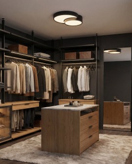 czarny plafon sufitowy duo w garderobie nowoczesne oświetlenie ogólne do wnętrz producent Lampit model Orbo Duo D40