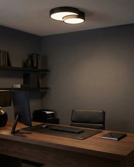 elegancki plafon sufitowy czarny duo w przestrzeni gabinetowej równomierne światło producent Lampit model Orbo Duo D40