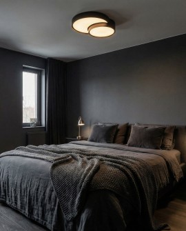 minimalistyczna lampa sufitowa plafon czarny do garderoby niska forma i stylowy efekt Lampit Orbo Duo D40