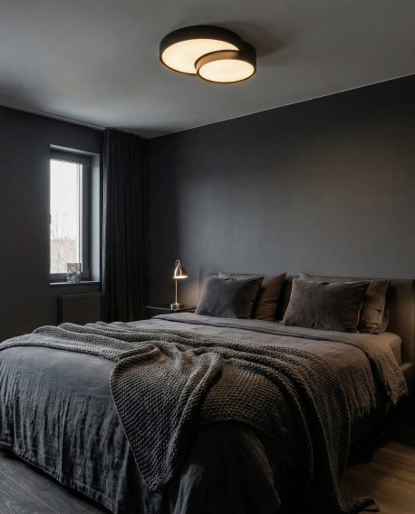 minimalistyczna lampa sufitowa plafon czarny do garderoby niska forma i stylowy efekt Lampit Orbo Duo D40