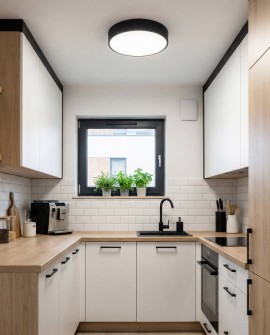 nowoczesna lampa sufitowa typu plafon czarna idealna do jasnej kuchni z drewnem NEVO D40 producent lampit