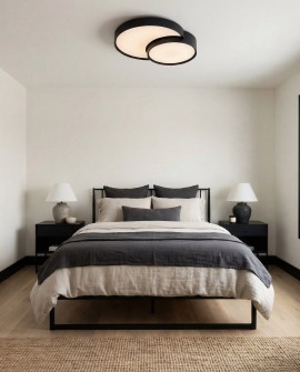 nowoczesna lampa sufitowa typu plafon z dwoma okręgami zapewniająca miękkie oświetlenie wnętrza NEVO DUO D48 od lampit