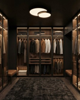 nowoczesna lampa sufitowa typu plafon z dwoma kręgami w czarnym kolorze do garderoby NEVO DUO D48 od lampit