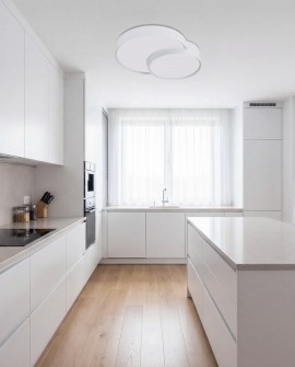 biała lampa sufitowa plafon z podwójnym okrągłym kloszem idealna do jasnej kuchni model NEVO DUO D48 od lampit