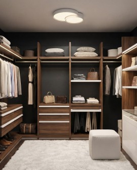 okrągły plafon sufitowy biały z asymetrycznym układem kloszy do przestronnej garderoby model NEVO DUO D48 lampit