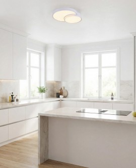 plafon sufitowy biały o dwuczęściowej formie pasujący do jasnej aranżacji kuchni NEVO DUO D48 producent lampit