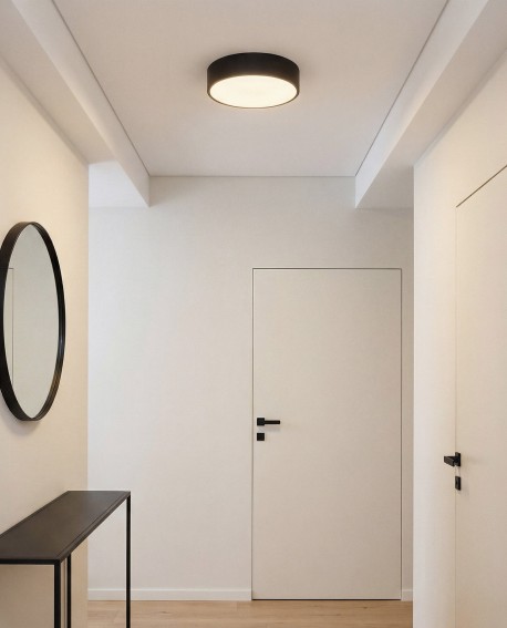 nowoczesna lampa sufitowa typu plafon w kolorze czarnym idealna do korytarza NEVO D30 od marki lampit