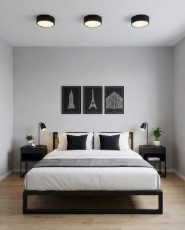 nowoczesna lampa sufitowa typu plafon w kolorze czarnym do sypialni z minimalistyczną aranżacją NEVO D23 od lampit