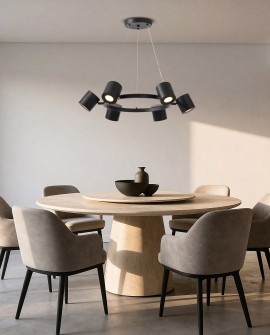 nowoczesna lampa wisząca czarna z sześcioma punktami światła idealna nad stół lub wyspę BOLT W6 producent lampit