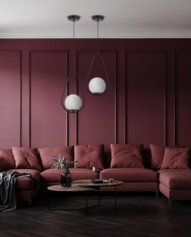 nowoczesna lampa wisząca czarna z podwójną kompozycją i kulistymi kloszami tworząca elegancki akcent nad sofą X3 D15 od lampit