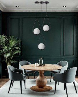 designerska lampa wisząca czarna z białymi kulami w lekkiej, organicznej formie idealna do stylowej jadalni X3 D15 producent lam