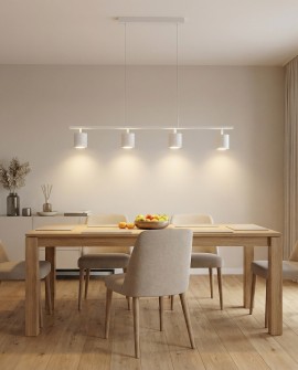 minimalistyczna lampa wisząca w kolorze białym z cylindrycznymi kloszami do jadalni i kuchni BOLT W4 producent lampit