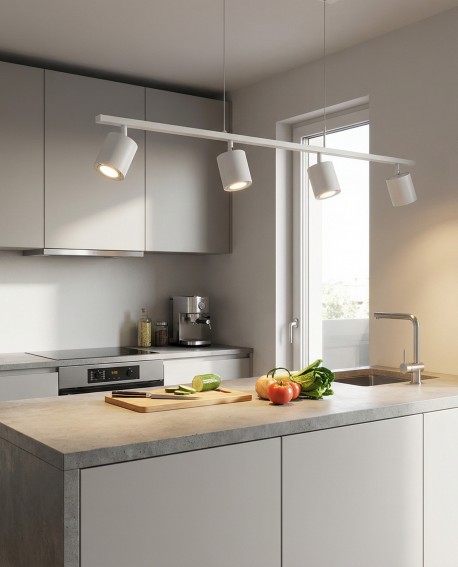 funkcjonalna lampa wisząca biała z regulowanym oświetleniem punktowym nad stół BOLT W4 od lampit