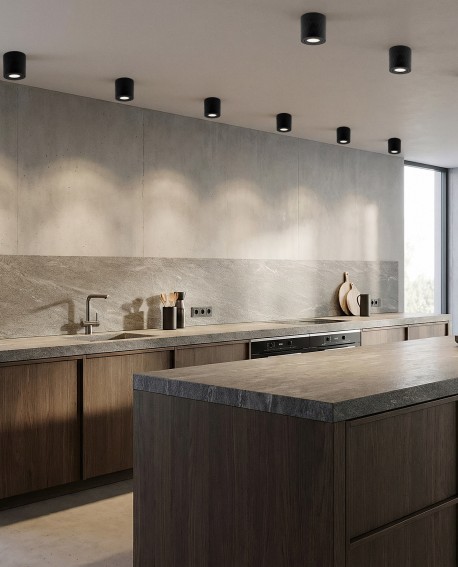 lampa sufitowa LED Lampit w kolorze czarnym o prostym designie nadaje elegancji przestronnemu salonowi