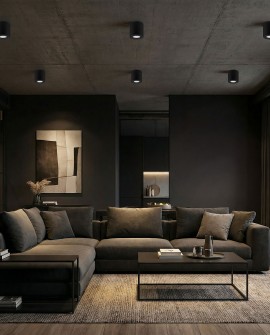 Stylowe lampy sufitowe Lampit w czarnym kolorze w nowoczesnej sypialni, doskonałe oświetlenie do wnętrz w minimalistycznym stylu