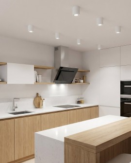 nowoczesna oprawa natynkowa punktowa biała do eleganckiej kuchni z przyjemnym światłem sufitowym TIGO W1 od lampit