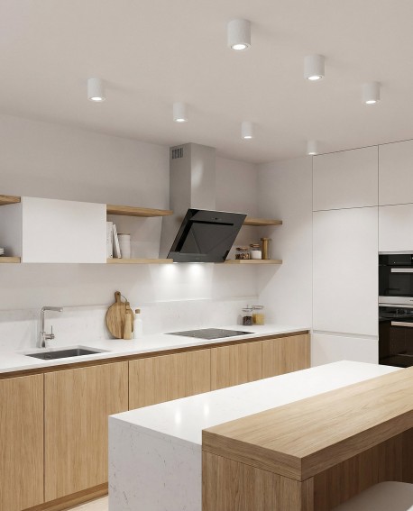 nowoczesna oprawa natynkowa punktowa biała do eleganckiej kuchni z przyjemnym światłem sufitowym TIGO W1 od lampit