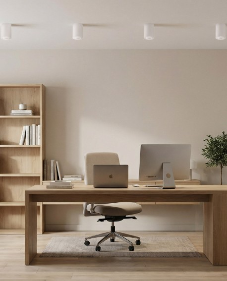 nowoczesna oprawa natynkowa spot tuba w białym kolorze tworząca nastrojowe światło w salonie z serii Nati W1 producent Lampit