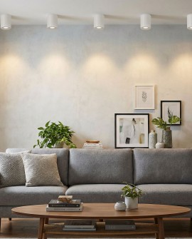 minimalistyczna oprawa sufitowa natynkowa spot tuba w bieli do salonu tworzy funkcjonalne światło Cone W1 marki Lampit