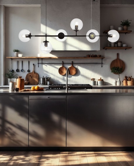 stylowa lampa wisząca z kulami ze szkła loftowy design podkreślający nowoczesne aranżacje