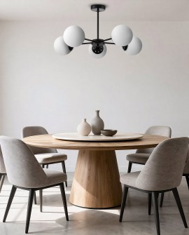 designerska lampa sufitowa z pięcioma kulami geometryczna forma metal czarny idealna do wnętrz minimalistycznych Fino Ring W5 La