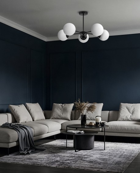 elegancka lampa wisząca czarna z okrągłymi kloszami funkcjonalne oświetlenie do salonu Lampit seria Fino Ring W5