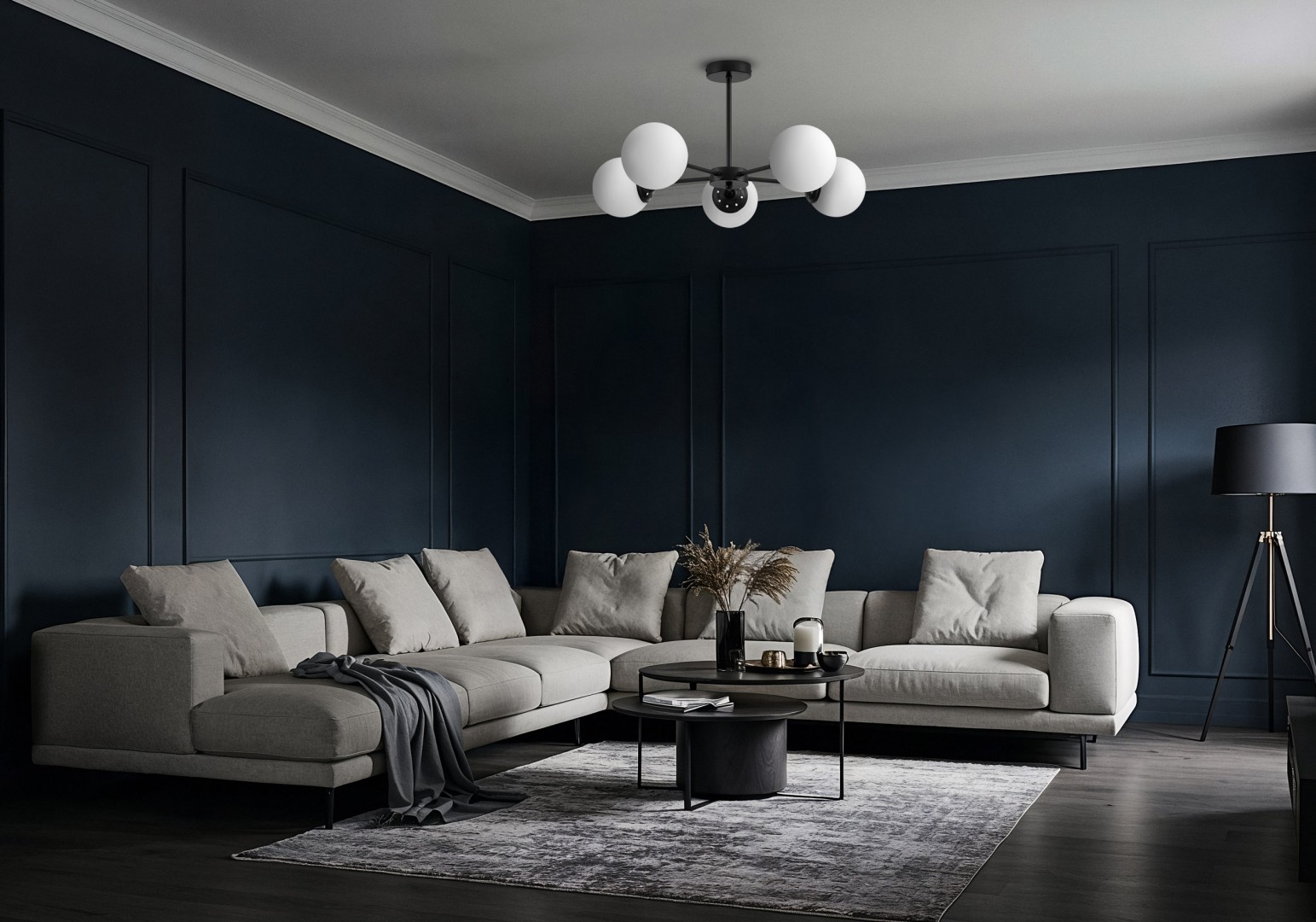 elegancka lampa wisząca czarna z okrągłymi kloszami funkcjonalne oświetlenie do salonu Lampit seria Fino Ring W5