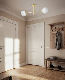 designerska lampa sufitowa w odcieniu złota do korytarza harmonijne światło i symetria formy Lampit model Fino W2