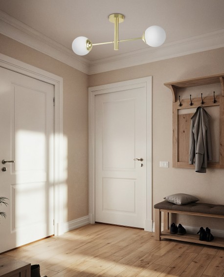 designerska lampa sufitowa w odcieniu złota do korytarza harmonijne światło i symetria formy Lampit model Fino W2