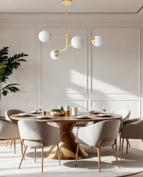 designerska lampa sufitowa wisząca złota z geometrycznym układem kloszy styl nowoczesny Lampit seria Fino W4