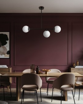 designerska lampa sufitowa wisząca czarna z białymi kulami idealna do nowoczesnej jadalni Lampit seria Fino W3