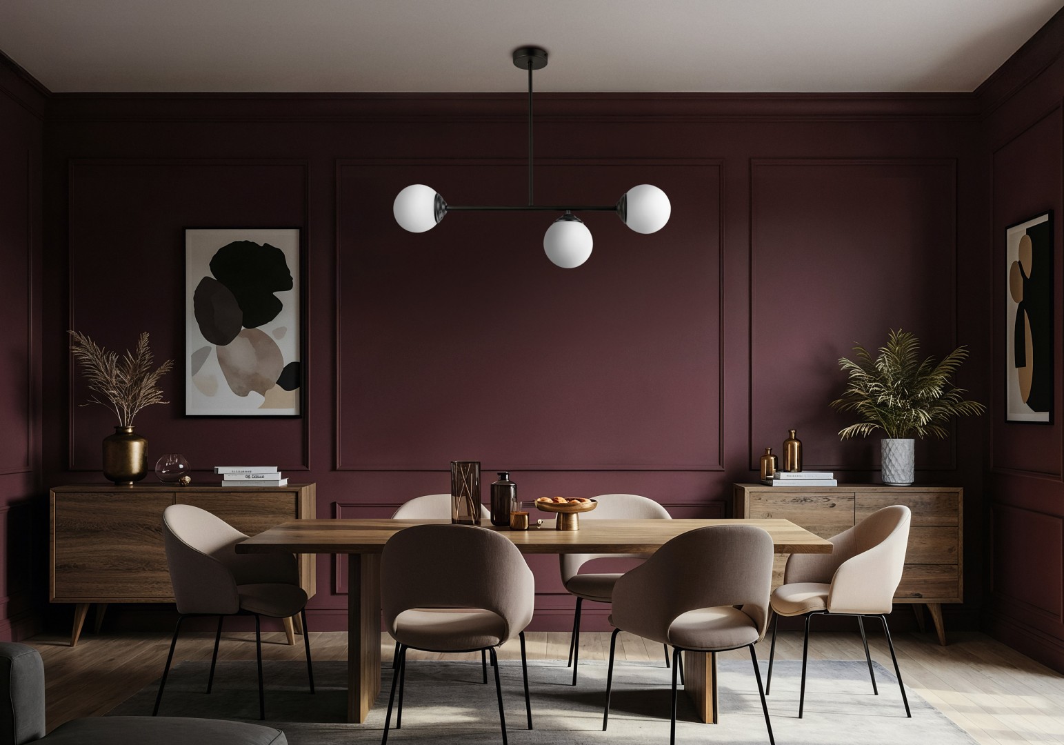 designerska lampa sufitowa wisząca czarna z białymi kulami idealna do nowoczesnej jadalni Lampit seria Fino W3