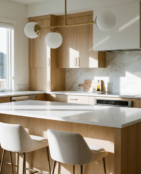 nowoczesna lampa sufitowa wisząca w odcieniu szczotkowanego złota białe kule tworzą stylowe światło Lampit seria Fino W3