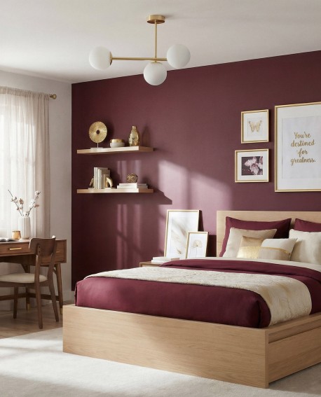 lampa sufitowa wisząca klasyczne złoto trzy mleczne kule na długim ramieniu nad łóźkiem producent Lampit model LEDO W3 LONG