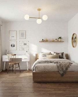 nowoczesna lampa wisząca sufitowa złota z trzema kulami szklanymi do pokoju jasne wnętrze Lampit LEDO W3 LONG