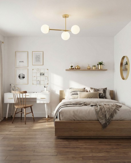 nowoczesna lampa wisząca sufitowa złota z trzema kulami szklanymi do pokoju jasne wnętrze Lampit LEDO W3 LONG