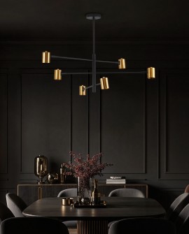 lampa sufitowa wisząca loft czarno-złota sześć punktów światła w nowoczesnego salonu Lampit DORA W6