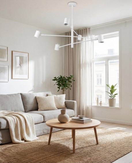 designerska lampa sufitowa wisząca biała punktowe oświetlenie strefy wypoczynku lekka forma lampit DORA W6