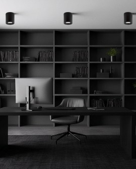 nowoczesny spot natynkowy tuba czarna z prostą obudową Lampit podkreśla projekt NURI W1 do gabinetu